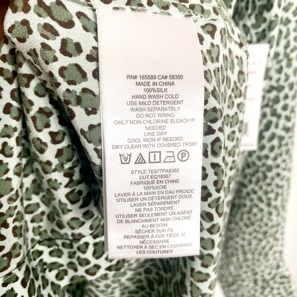 NWT Equipment 100% Silk Leema Button Down Blouse with Pocket in Misty Jade Multi - Picture 12 of 12